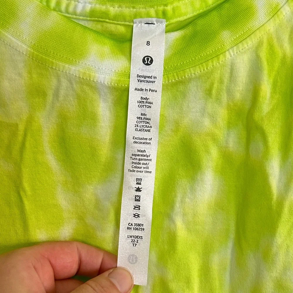 NWT lululemon athletica All Yours Cropped Tank Top Tie Dye Eccentric Lime Sz 8